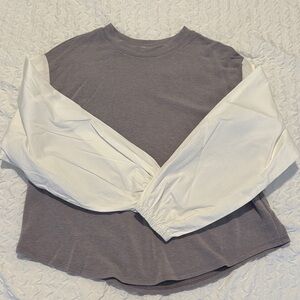Gray and White Long Sleeve Shirt